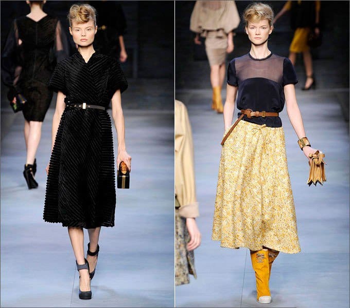 Девушка в платье и девушка в юбке от Fendi в стиле Нью Лук