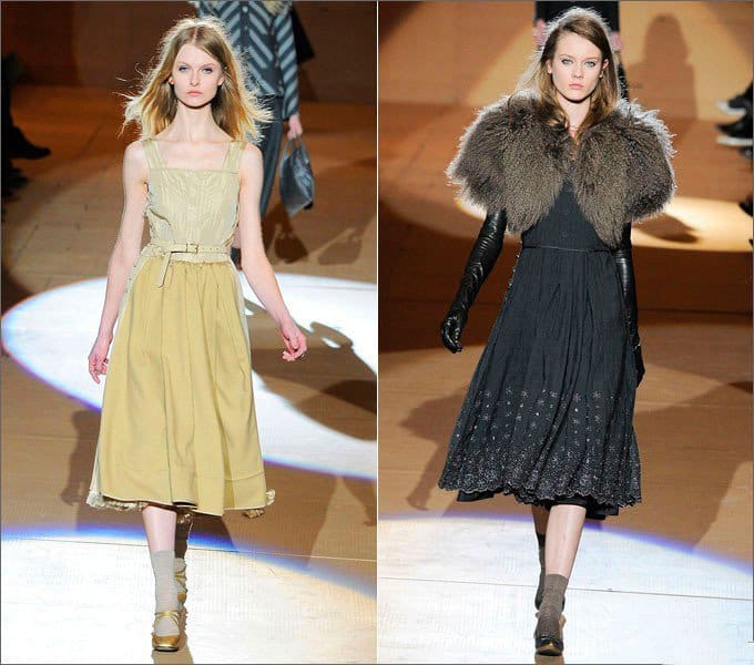Девушки в черном и светлом платьях от Marc Jacobs в стиле Нью Лук