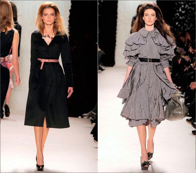 Девушки в черном и сером платьях в стиле Нью Лук от Nina Ricci