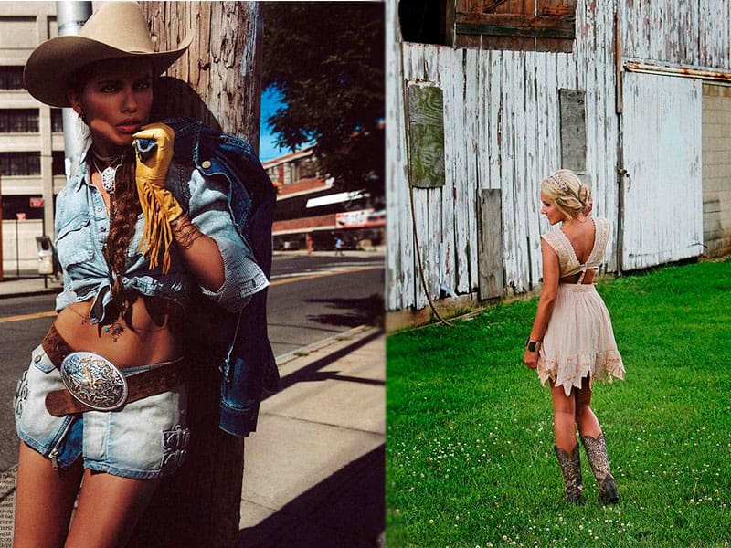 Ковбойша и милая подруга ковбоя, девушки в стиле кантри