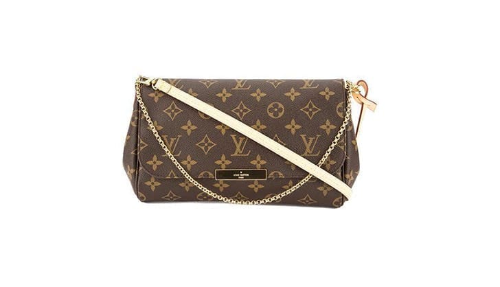 Коричневый клатч с принтом от louis vuitton