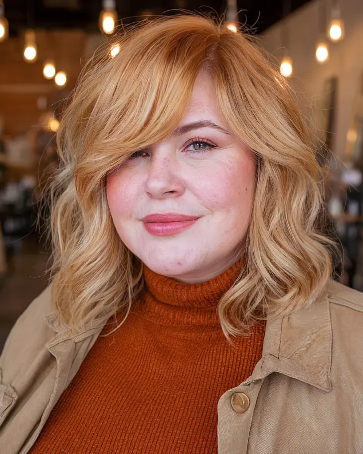 Асимметричная челка и пряди до плеч