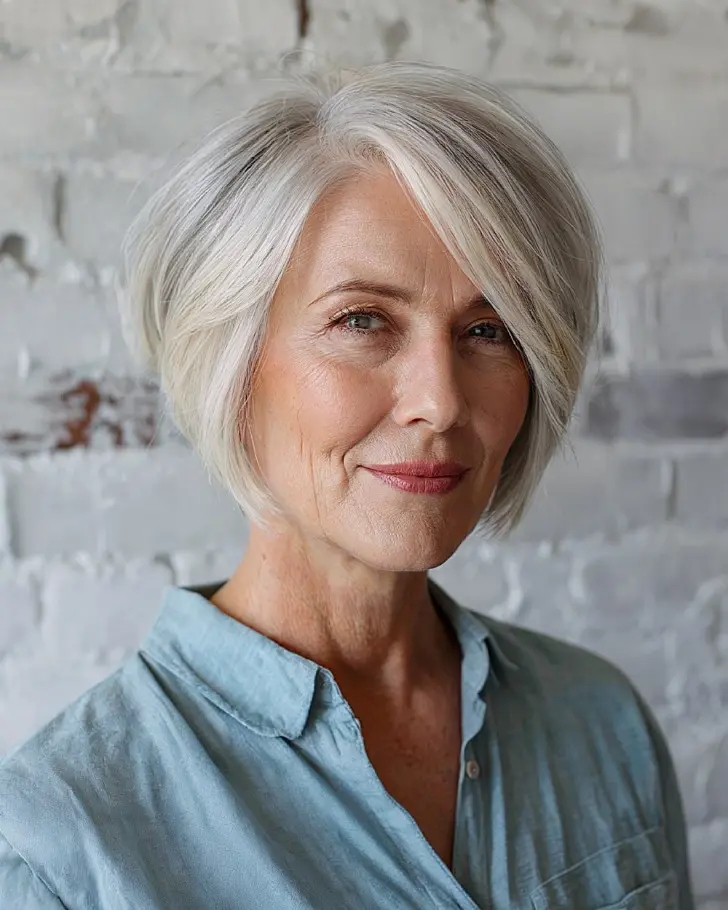 Асимметричная пикси с длинными натуральными волосами