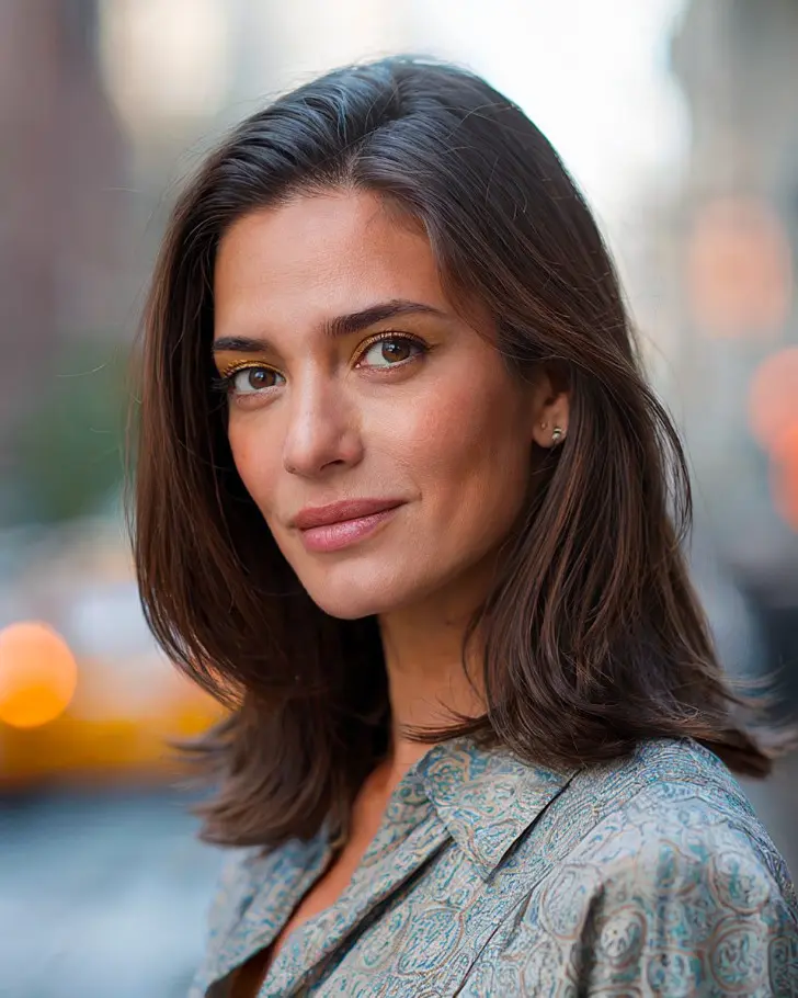 Лаконичный лонг боб с пробором