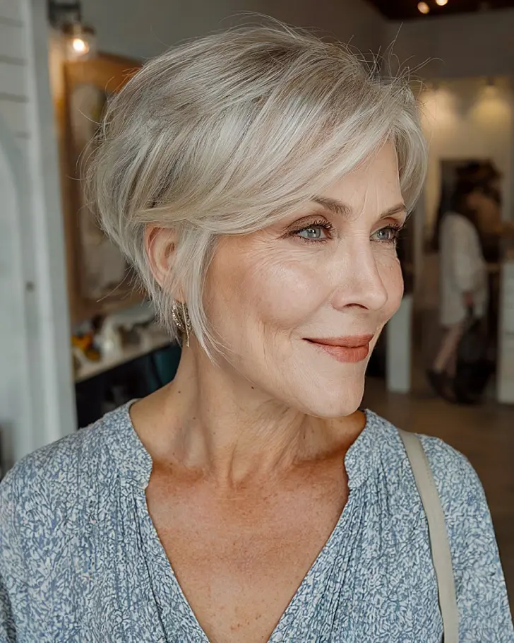 Пикси на светлых волосах с боковым пробором