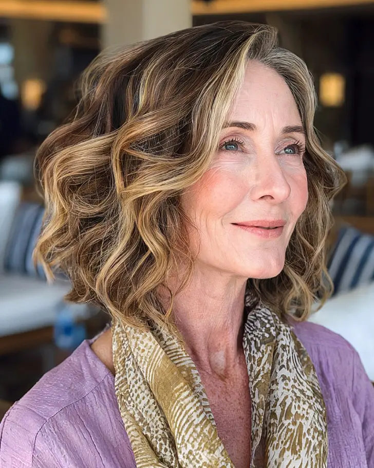 Прическа с шикарными волнами и боковым пробором