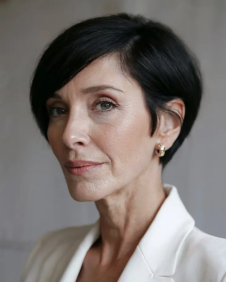 Прилизанная пикси на черных волосах