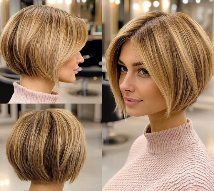 Изящная стрижка с длинной боковой челкой