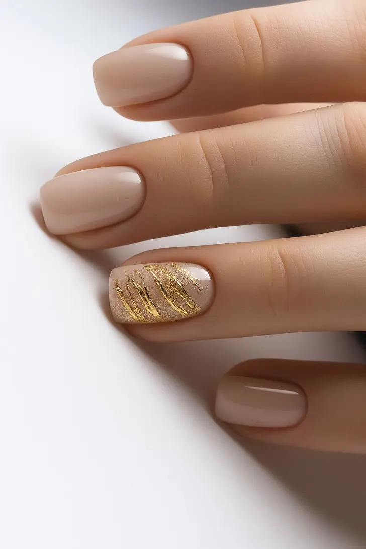 Натуральные ногти м золотыми барханами