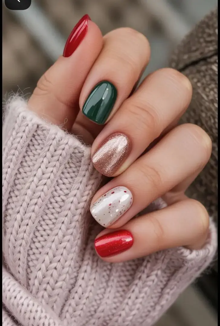 Ногти в новогодних цветах