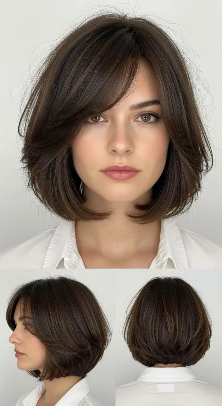 Шикарный боб с косой челкой