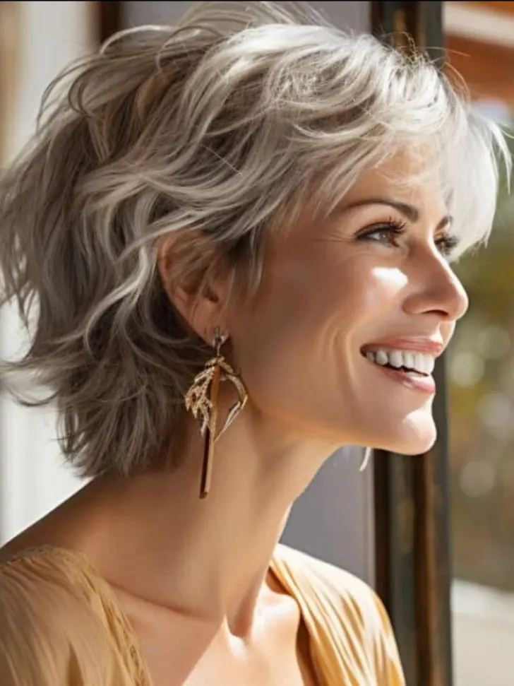 Дерзкая стрижка с острыми прядями и челкой шторкой