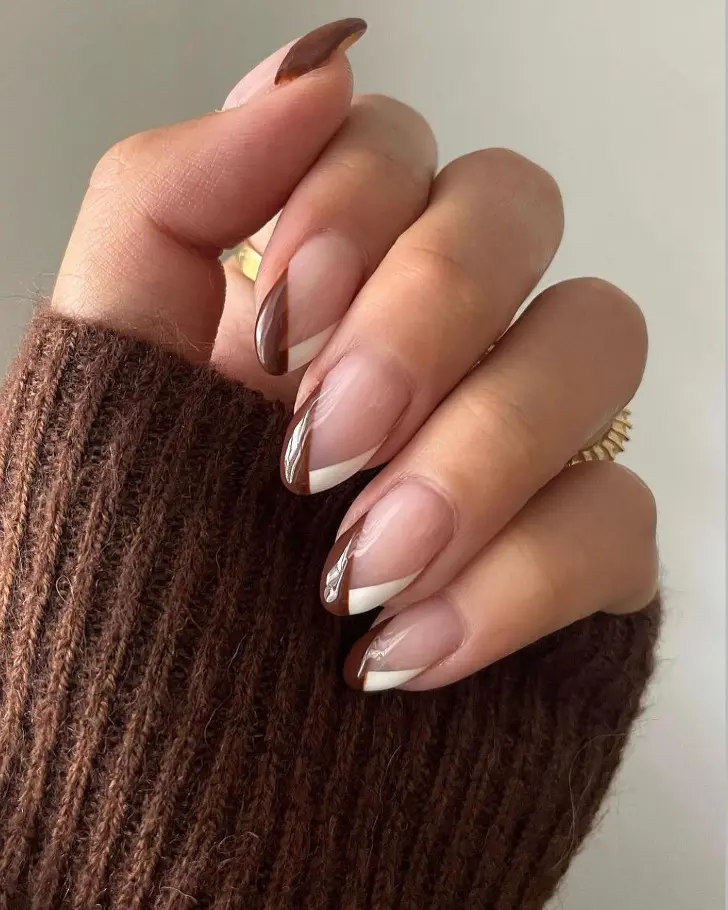 Коричнево белый френч с натуральной основой