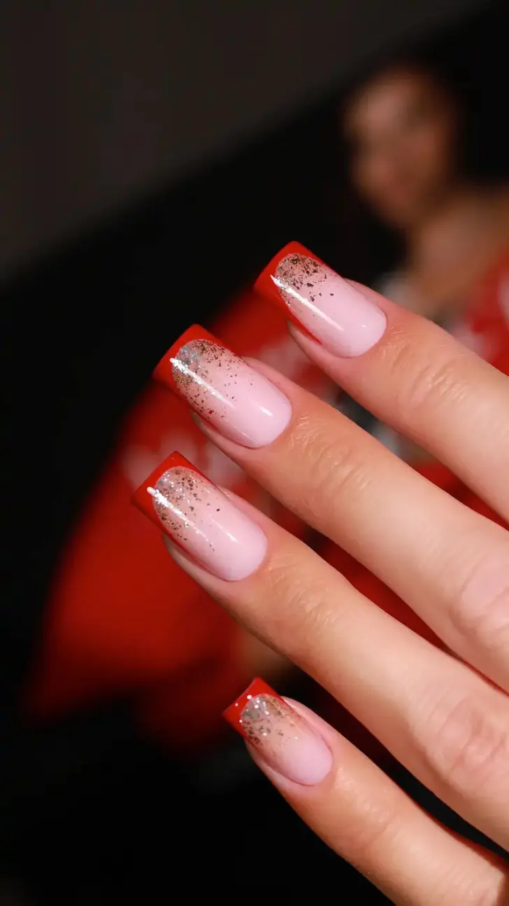 Красный френч с золотым песком под ним