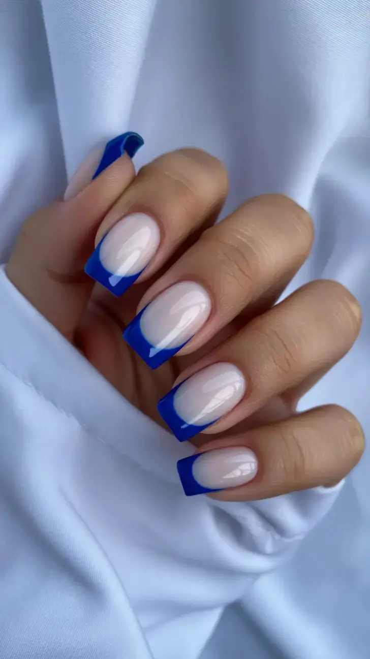 Квадратный синий френч с нейтральной основой