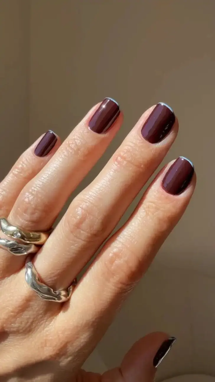 Синий микро френч с бордовой основой