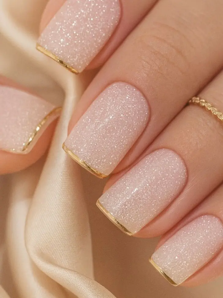 Тонкий золотой френч со сверкающим покрытием