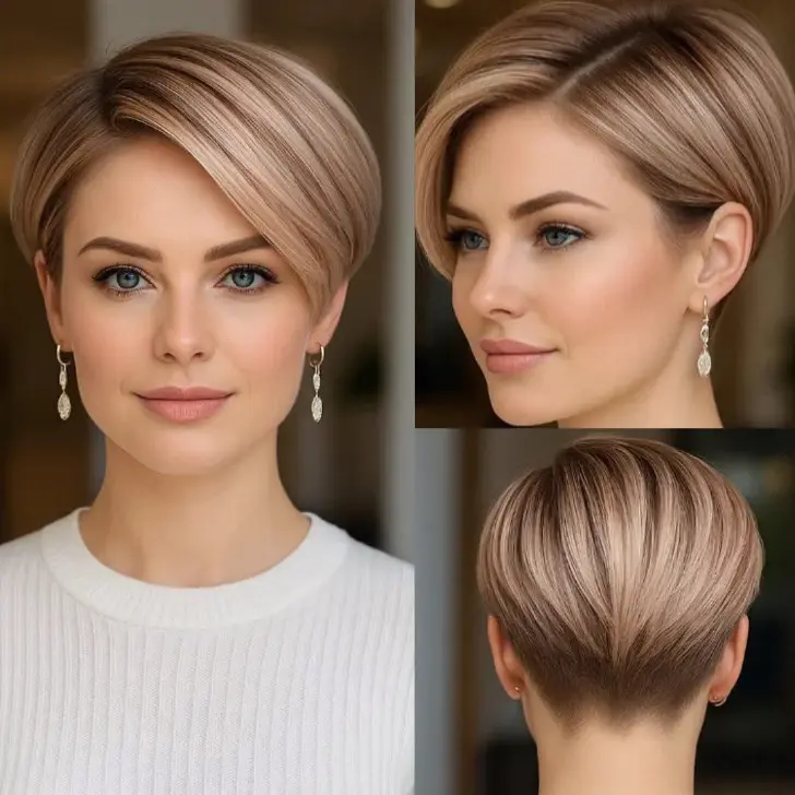 Аккуратная короткая прическа для женщин с полноватым лицом