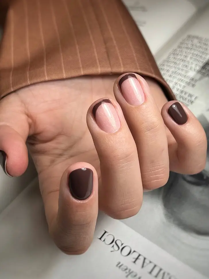 Денежный шоколадный френч с втиркой