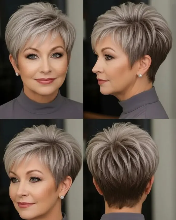 Элегантная косая пикси с объемом сверху и тонкой челкой