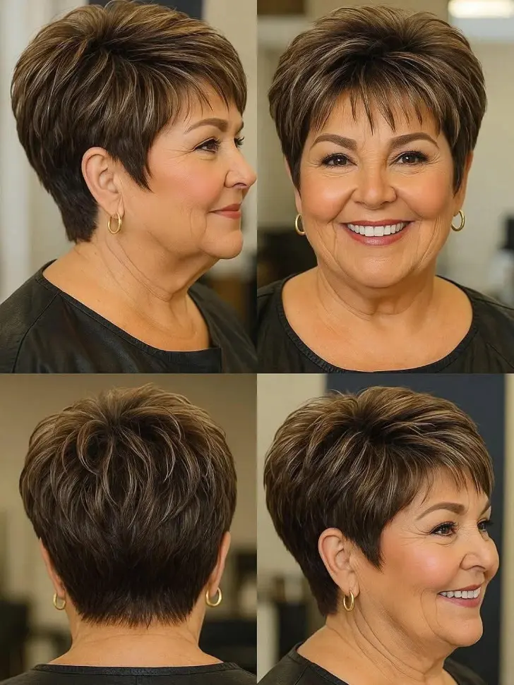 Косая пикси с тонкой челкой и объемом на макушке