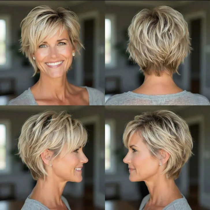 Косая стрижув пикси с дерзкими слоями