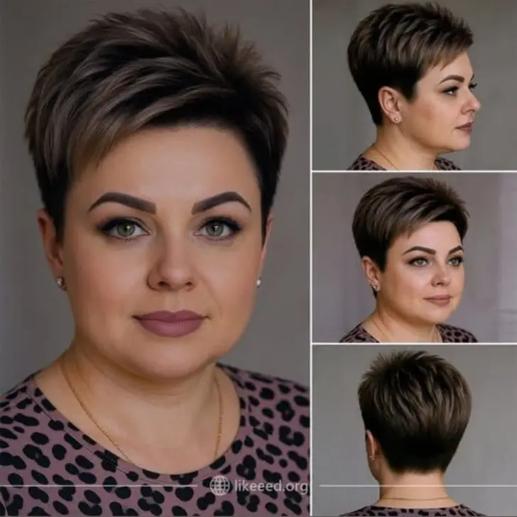 Пикси с высокой макушкой для женщин с полным лицом