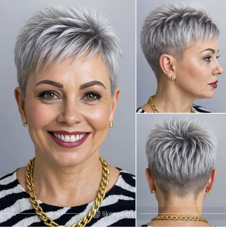 Пикси в стиле дерзкого ежика для женщин с полным лицом