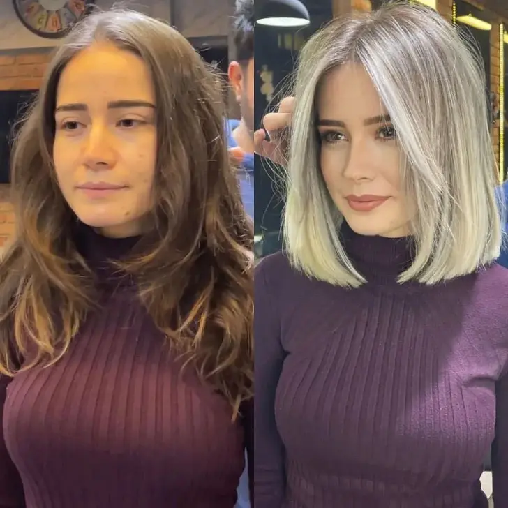 Стрижка боб с пробором и прямыми прядями освежающая волосы