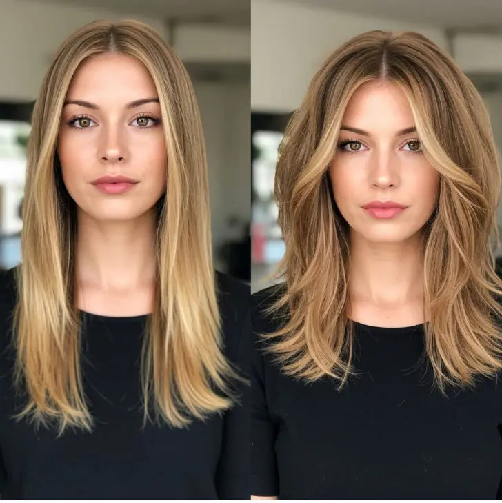 Стрижка ниже плеч со срезом бабочка освежающая волосы