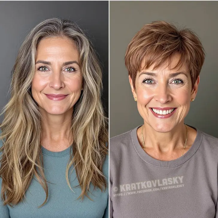 Стрижка пикси омолаживающая лицо с тонкой челкой и объемом на макушке