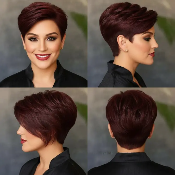 Аккуратная стрижка пикси боб с деловой укладкой и объемом у корней