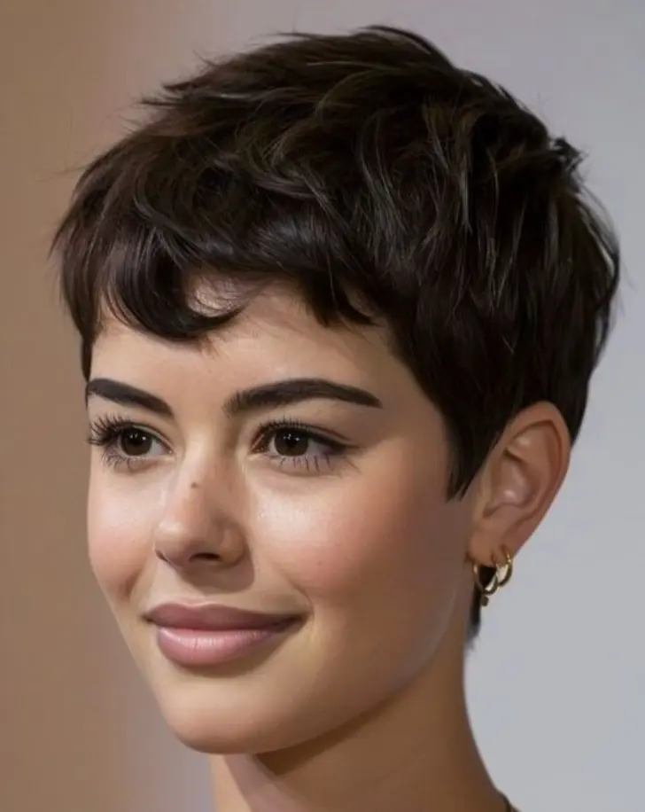 Дерзкая стрижка пикси с взъерошенной текстурой и ажурной челкой