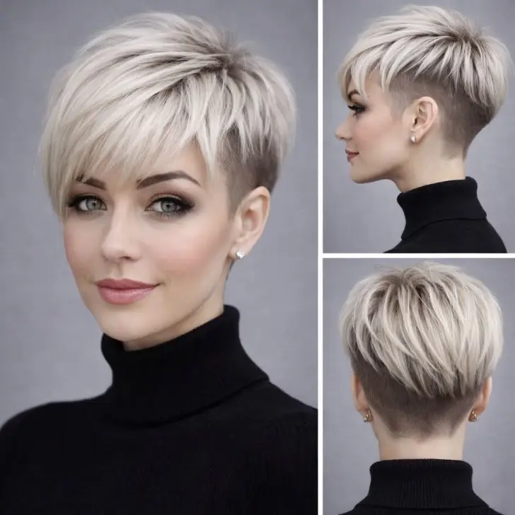 Изящная короткая прическа с подрезом и асимметричной укладкой