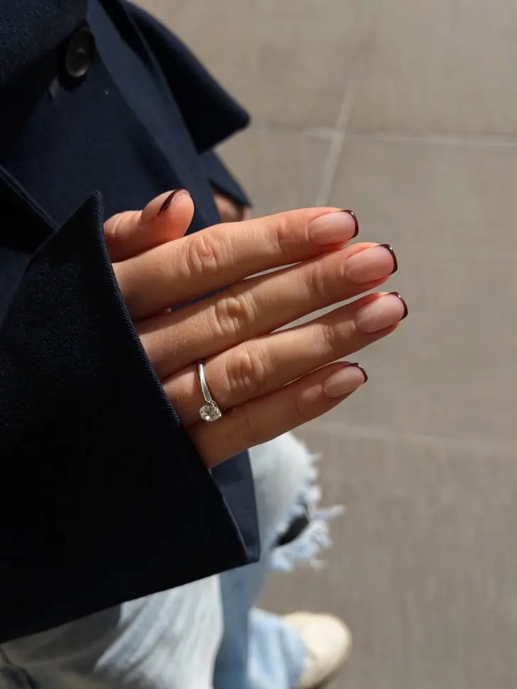 Коричневый микро френч с натуральной светлой основой