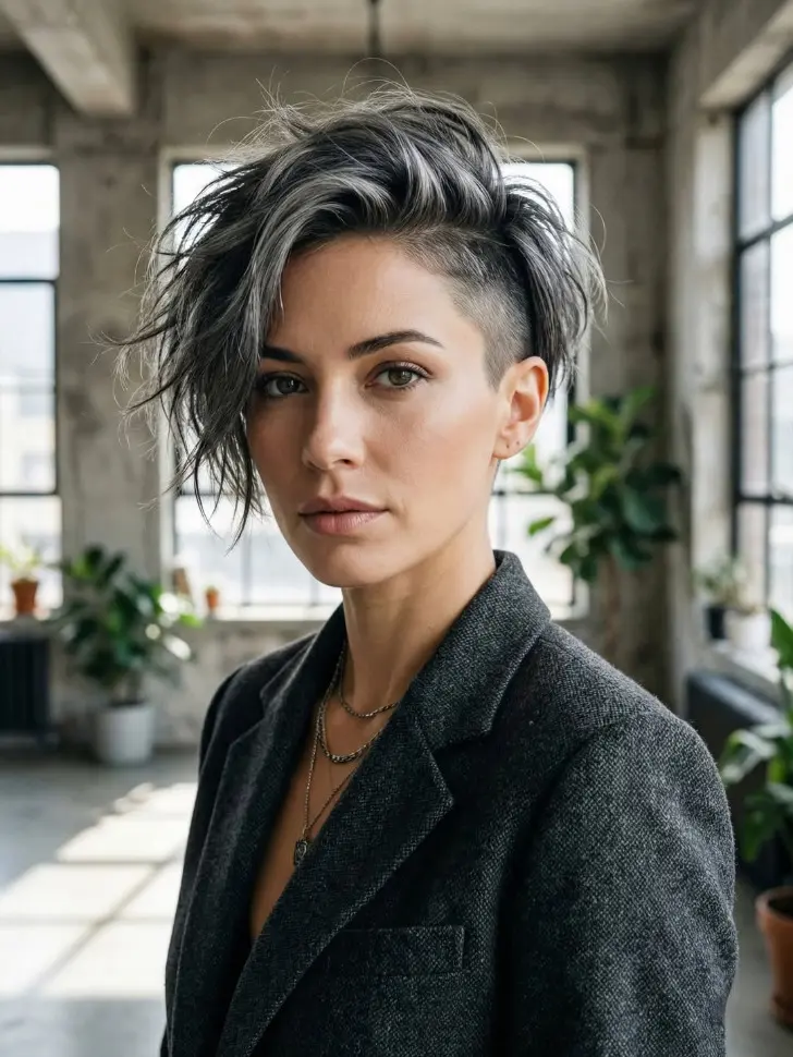 Пикси боб с подрезом и хаотично уложенными волосами с максимальным объемом