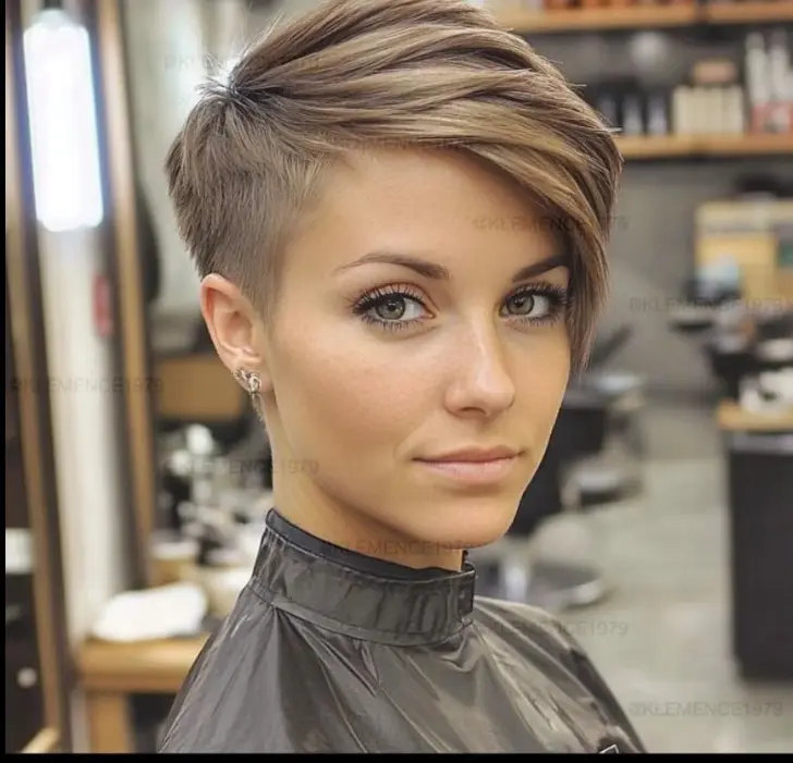 Шикарная короткая прическа с подрезом и объемом на макушке