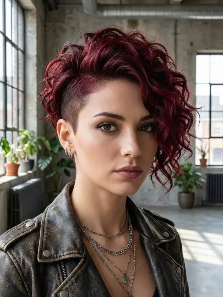 Стрижка пикси боб с андеркат и объемными кудрявыми волосами