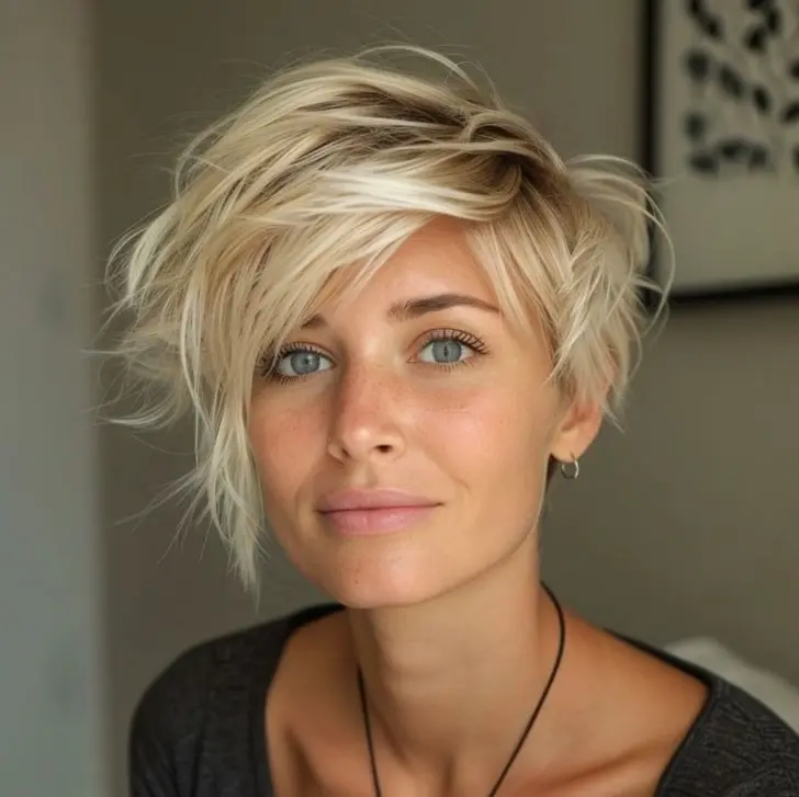 Стрижка пикси с очень смелой текстурой и массивным объемом