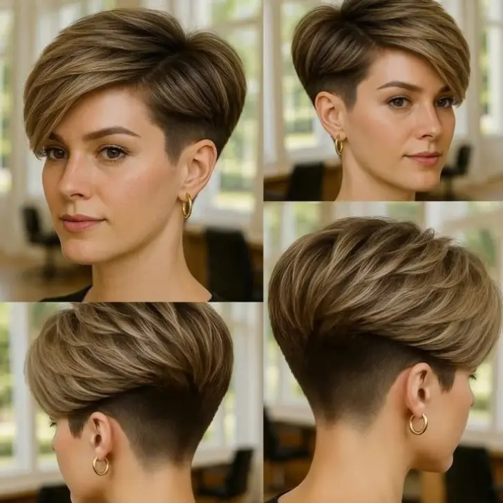 Универсальная прическа с подрезом и пробором