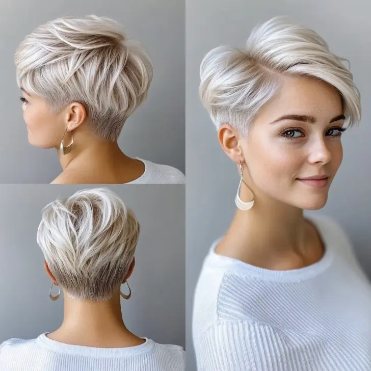 Утонченная прическа с подрезом пробором и косой челкой