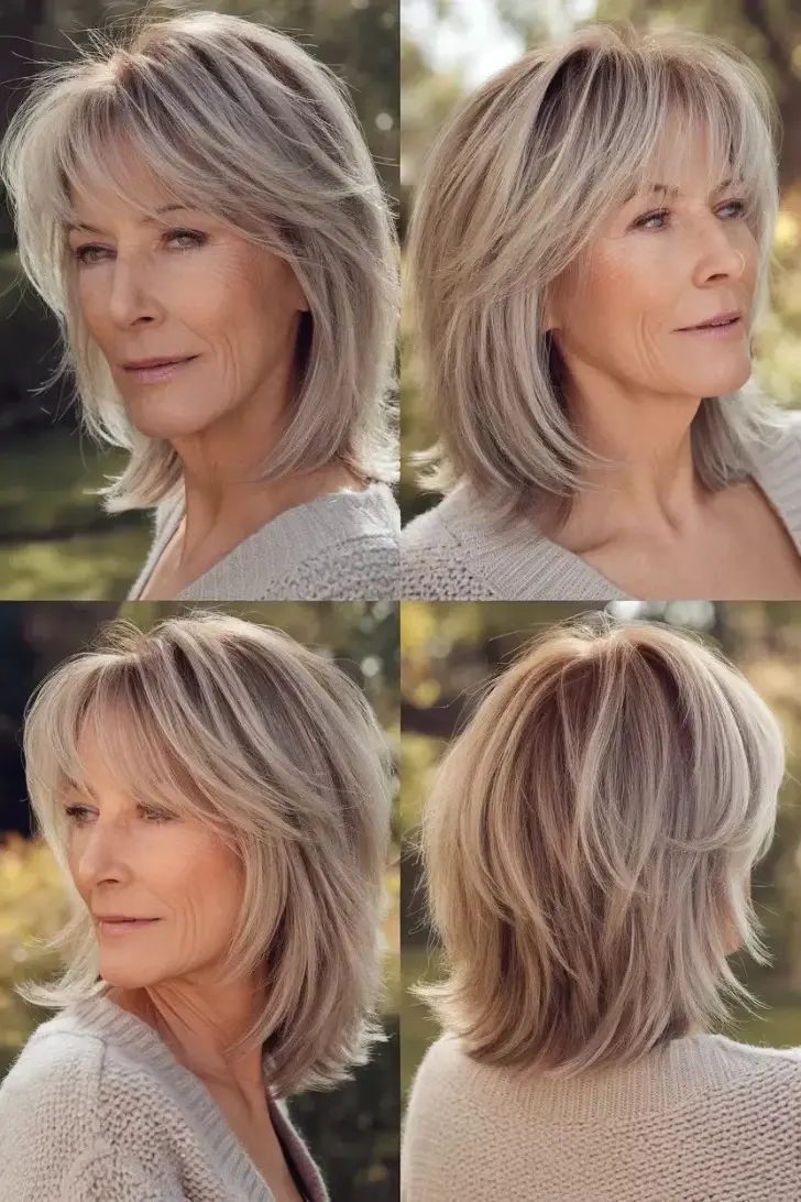 Длинная стрижка боб с мелированием на тонких волосах и челкой